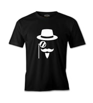 Silhouette of a Man with a Moustache and a Hat Siyah Erkek Tshirt