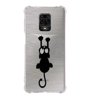 Xiaomi Redmi Note 9S Köşe Korumalı Antişok Kapak Çizgi Kedi Tasarımlı Şeffaf Silikon Kılıf