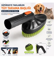Süpürgeye Takılabilen Kedi Köpek Tüy Toplama Tarağı  Vakumlu Evcil Hayvan Tüy Fırçası  360° Döner