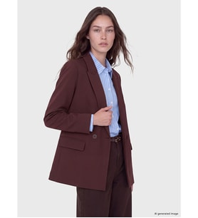 LCW Modest Bordo Kruvaze Yaka Kadın Blazer Ceket