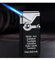 Kişiye Özel İsimli ve Sözlü Siyah Gazlı Rüzgar Geçirmez Çakmak