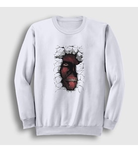 Presmono Unisex Beyaz Wall Anime Attack On Titan Sweatshirt 124998tt