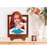 BK Gift Kişiye Özel Kız Çocuk Karikatürlü Ahşap Standlı 3D Biblo-15 (Beyaz)