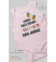 Herkes Bıksa Benden Anneannem Bana Doymaz Baskılı Bebek Zıbını  %100 Pamuk Sıfır Kol (Bebek Pembesi)