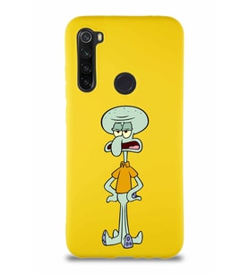 Xiaomi Redmi Note 8 Soft Premier Kapak Squidward Dokunaç Tasarımlı Silikon Kılıf - Sarı (Şeffaf)