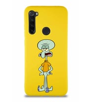 Xiaomi Redmi Note 8 Soft Premier Kapak Squidward Dokunaç Tasarımlı Silikon Kılıf - Sarı (Şeffaf)