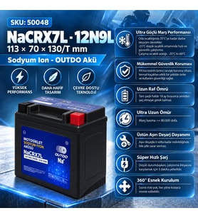 OUTDO 12V 9 AMPER YÜKSEK SODYUM ION MOTOSİKLET AKÜSÜ (EBATLAR: 113*70*130 mm)