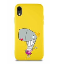 Apple iPhone XR Soft Premier Kapak Pearl Yengeç Tasarımlı Silikon Kılıf - Sarı (Şeffaf)