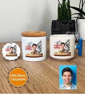 Kişiye Özel Karikatürlü Mimar Hediye Seti T Kupa, Kalemlik, Anahtarlık Erkek Mimara Mimarlar Günü Hediyesi (Mavi)