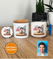 Kişiye Özel Karikatürlü Mimar Hediye Seti T Kupa, Kalemlik, Anahtarlık Erkek Mimara Mimarlar Günü Hediyesi (Mavi)