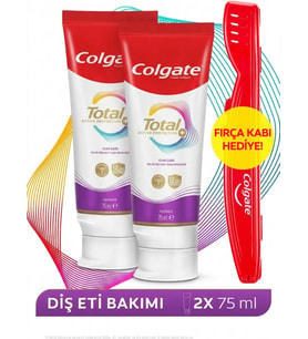 Colgate Total Pro Diş Eti Sağlığı Beyazlatıcı Diş Macunu 75ml x2 Fırça Kabı ile Etkili Koruma