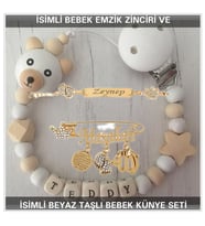 Sahi Aksesuar İsimli Bebek Emzik Zinciri ve İsimli Bebek Künye Seti BEZYI704