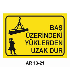 BAŞ ÜZERİNDEKİ YÜKLERDEN UZAK DUR KADIN FİGÜRLÜ İŞ GÜVENLİĞİ UYARI LEVHASI 1 ADET PVC 21 X 29CM