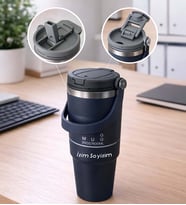 Kişiye Özel İsim Yazılı Pipetli Çelik Termos Mug - 900 ml Taşıma Kulplu 7 Renk Seçenegi Toz Pembe - Kahve-Lila-Mav,-Siyah-Gri-Beyaz (Mavi)