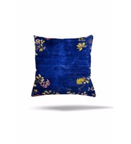 Çiçek Desenli Batik Gizli Fermuarlı Yastık Kılıfı Kırlent Kılıfı Koltuk Yastık Kılıfı (Lacivert)