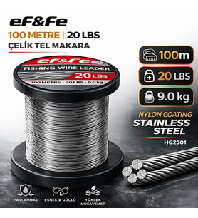 Effe HG2501 Çelik Tel Makara 100m 20Lbs 9.0kg Nylon Coating Stainless Steel