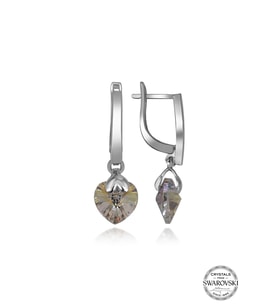 Swarovski Crystal Kadın Sallantılı Parlak Kalp Gümüş Küpe