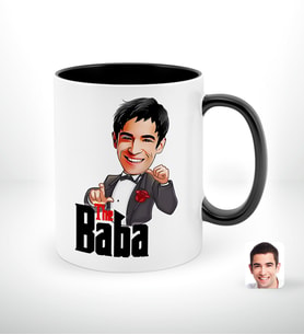 BK Gift Kişiye Özel Babalar Günü Hediyesi Godfather Baba Karikatürlü Siyah Beyaz Kupa Bardak-7