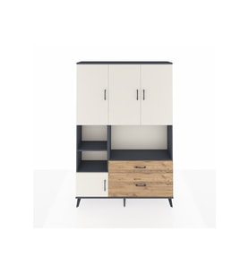 Arges Dolap 7 Raflı 2 Çekmeceli 5 Kapaklı 132x30x195 Antrasit-Aytaşı/Çam