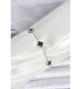 316L Çelik Gümüş Renk Siyah Baby Boy Yonca Bileklik 5886 - HPSBYI2202-3361