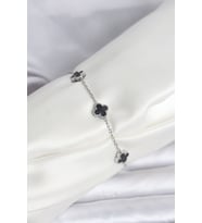 316L Çelik Gümüş Renk Siyah Baby Boy Yonca Bileklik 5886 - HPSBYI2202-3361