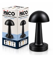SİYAH - OVAL DEKORATİF MASA LAMBASI MANTAR DOKUNMATİK USB - TYPE-C ŞARJLI 3 FONKSİYON RENKLİ İ10-028 (5343)