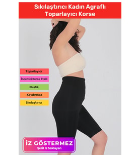 2 Beden İncelten Vücut Şekillendirici İz Göstermeyen Sıkılaştırıcı Kadın Agraflı Toparlayıcı Korse (Siyah)