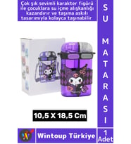 #SuMatarası Ofis Okul Spor Çocuk Su İçme Alışkanlığı Sevimli Figür Çift Bölmeli Askılı Su Matarası