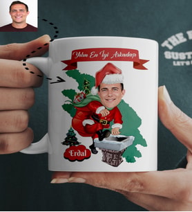Yılın En İyi Arkadaşı Erkek Karikatürlü Kişiye Özel Yılbaşı Kupası