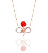 Söğütlü Silver Gümüş rose kırmızı gül sonsuzluk kolye