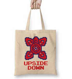 Stranger Things Pixel Upside Down Demogorgon Head Bez Çanta Uzun Saplı