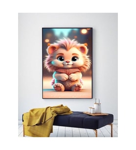 ÇOCUK ODASI KÜÇÜK KIZ ASLAN TABLO EV SALON DUVAR OFİS HEDİYELİK DEKARASYON SÜSÜ ÖLÇÜ SEÇİNİZ :) (Çok Renkli)