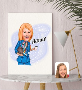 BK Gift Kişiye Özel Karikatürlü Moda İkonu 5 Kanvas Tablo (30x50cm.)