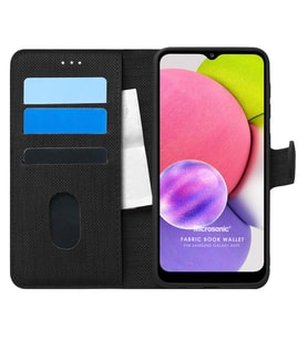 Microsonic Samsung Galaxy A03s Kılıf Fabric Book Wallet Siyah