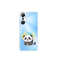 Infinix Hot 20 ile Uyumlu Splash Panda Tasarımlı Şeffaf Silikon Kılıf