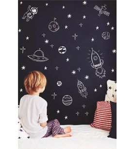 Uzay Roket Duvar Astronot Füze Duvar Sticker Bebek Ve Çocuk Odası Dekoratif Duvar Çıkartma Beyaz