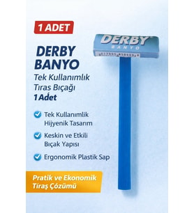 Derby Banyo Tek Kullanımlık Tıraş Bıçağı 1 Adet Plastik Saplı Pratik Tıraş Jileti