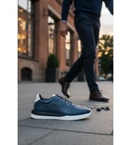 Enoch Erkek Sneaker - Kontrast Detaylı Yumuşak Deri Dokulu Şehir Ayakkabısı ve Esnek Tabanlı Yürüyüş Ayakkabısı