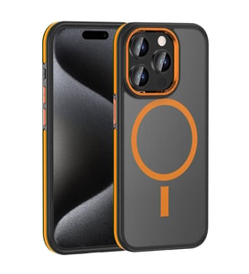 Apple iPhone 15 Pro Max Uyumlu Kılıf M-safe Şarj Özellikli Mat Görünümlü Zore Ant Kapak (Turuncu)