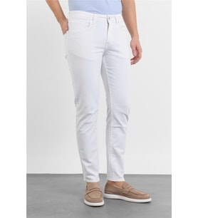 Beyaz 5 Cep Düz Paça Gabardin Slim Fit Pamuklu Pantolon 1003260318