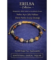 Sertifikalı Nefes Açıcı Şifa Halkası Derin Nefes Enerji Destek Bilekliği – Amazonit Akik Kalsit Taş (Çok Renkli)