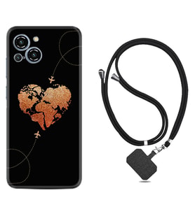 Reeder S23 Max Pro Kılıf Silikon Boyun Askılı İpli Desenli Silikon Plane Heart 1721