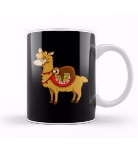 Cute & Funny Sloth Riding Llama Animal Friends Kupa Bardak Porselen