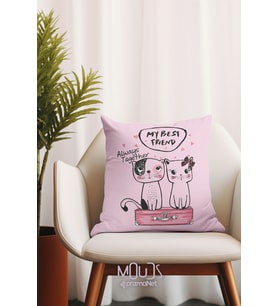 Moud's Çift Tarafı Baskılı Lovely Cats Desenli Tekli Kırlent Kılıfı