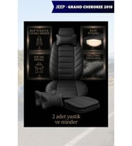 jeep grand cherokee 2010 Koltuk ve Kılıf uyumlu Minder Lüks Yastık Siyah 2 Minder 2 Yastık
