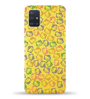 Samsung Galaxy A51 Uyumlu Lansman Kılıf Hello Kitty Tasarımlı İçi Kadife Kapak-Sarı (Şeffaf)