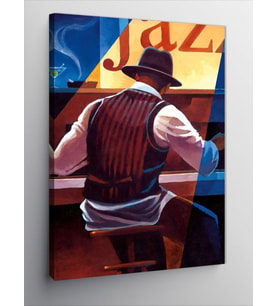 Kanvas Tablo Jazz Temalı Piyano Çalan Adam