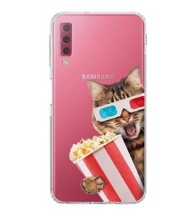 PrintiFy Samsung Galaxy A7 2018 ile Uyumlu Kedi 1 Kamera Korumalı Şeffaf Kılıf