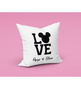 Aşk Love Sevgili Tasarımlı Yastık Kişiye Özel