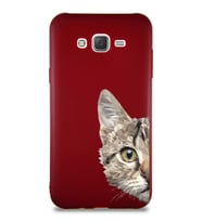 Samsung Galaxy J7 Core Soft Premier Kapak Catface Tasarımlı Silikon Kılıf - Mürdüm (Şeffaf)